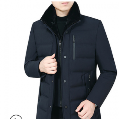 中老年人羽絨服男爸爸冬裝加厚保暖外套冬季中長款可拆卸毛領外套