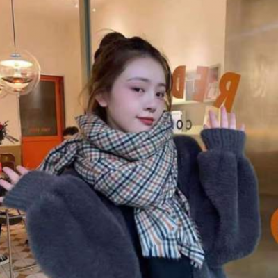 圍巾女冬季韓版百搭復古格子仿羊絨披肩兩用少女學生英倫保暖圍脖