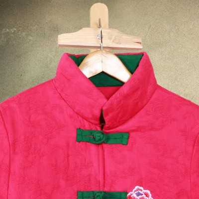 2014冬季立領(lǐng)刺繡雙牡丹盤扣棉服 棉麻繡花復(fù)古民族風(fēng)棉衣外
