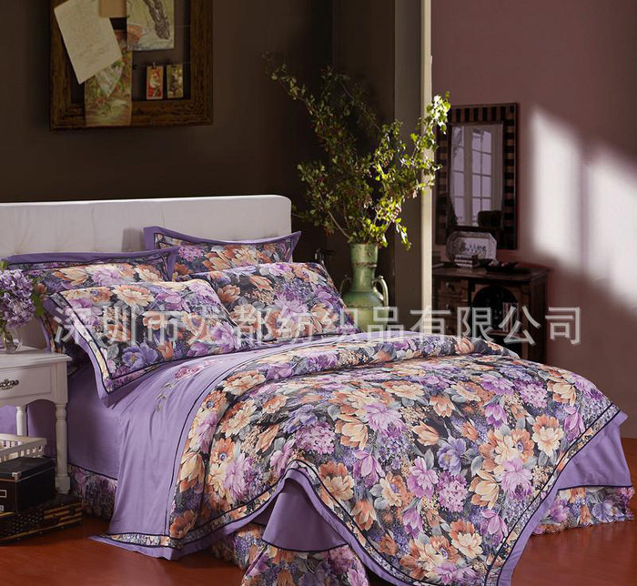 棉麻提花四件套 歐式月牙邊床單款床上用品 純棉被套 特價批發