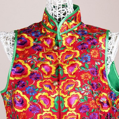 民族風(fēng)女裝 楊麗萍原版繡花長(zhǎng)款馬甲 棉麻馬夾 多色