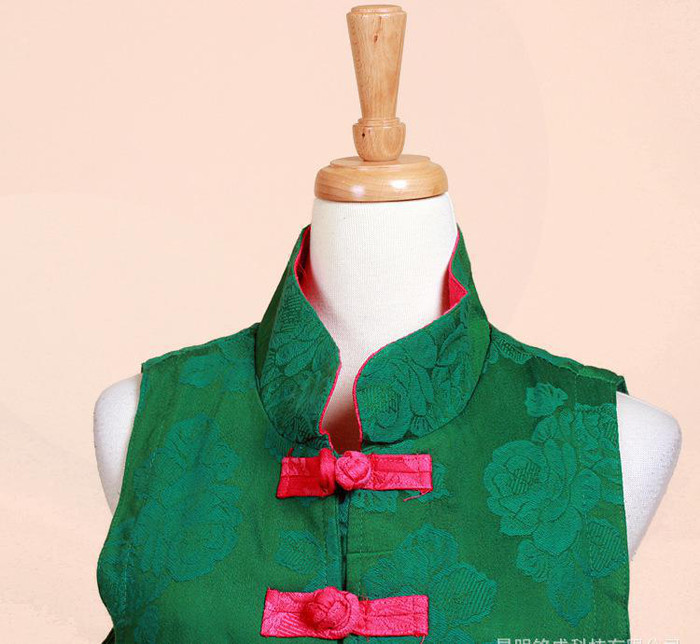 秋冬新款 暗花棉麻手工盤扣長款馬夾 繡花馬甲 女式刺繡中式上