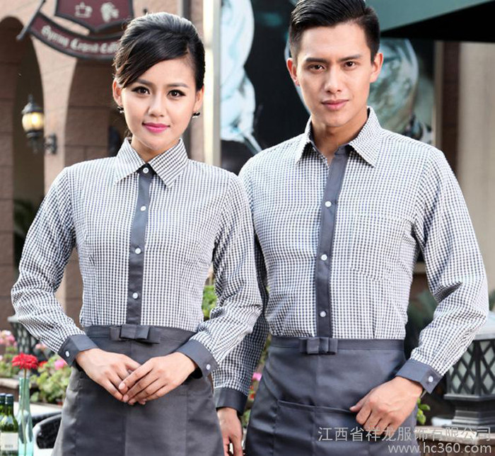 酒店工作服長袖火鍋店服務員工裝制服春秋餐廳男女 定做