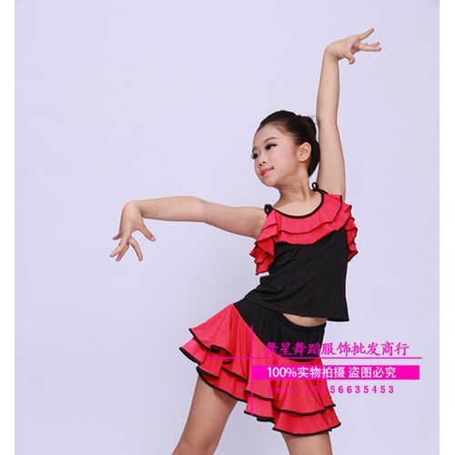 新款兒童拉丁練功服套裝 女童斑馬紋拉丁裙子少兒吊帶舞蹈漣服