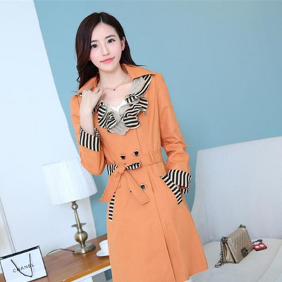 2014秋季新款韓版品牌純色風(fēng)衣女女裝外套爆款**