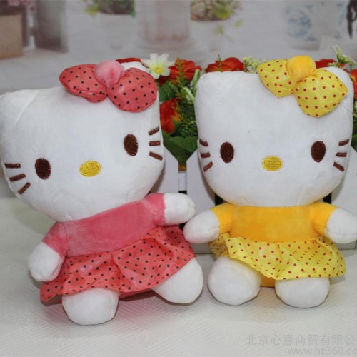 **波點KT穿裙子hello kitty公仔玩偶毛絨玩具團購