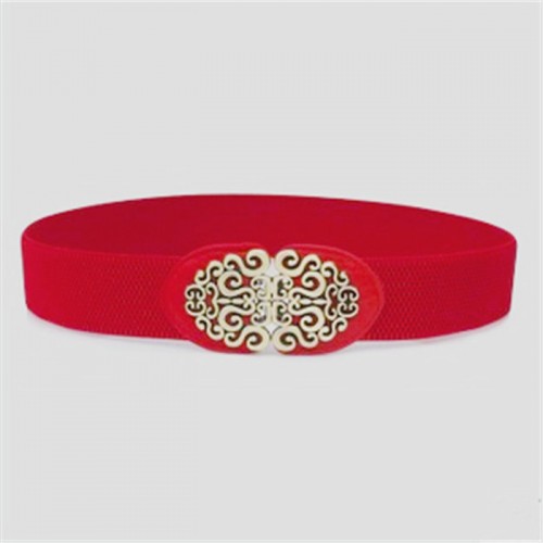 百搭女士復古銅色腰封松緊小腰帶 時尚簡約裙子裝飾細腰帶女