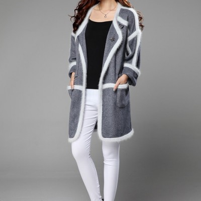 新款小辣椒同款貂絨大衣羊毛開衫貂絨毛衣長毛貂絨外套風衣針織衫                秉承精致、高雅、時尚