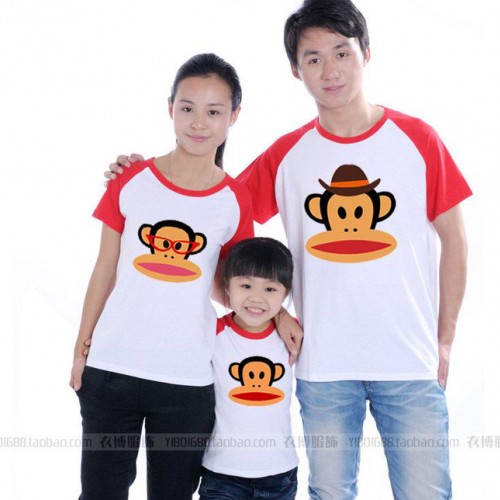 供應2013新款 夏裝親子裝 全棉短袖 插肩 大嘴猴親子裝