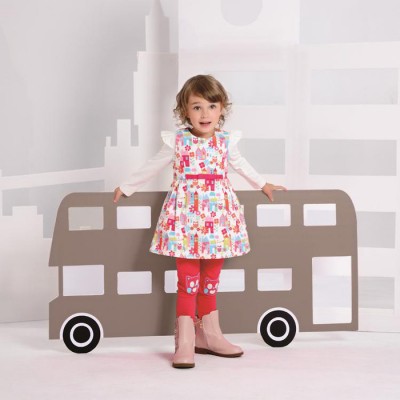 秋冬女童裙子連衣裙白色碎花長袖連衣裙