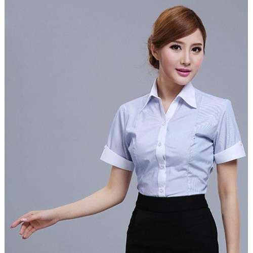 夏季新款女式襯衫 韓版修身暗紋免燙襯衫女式尚短袖襯衫