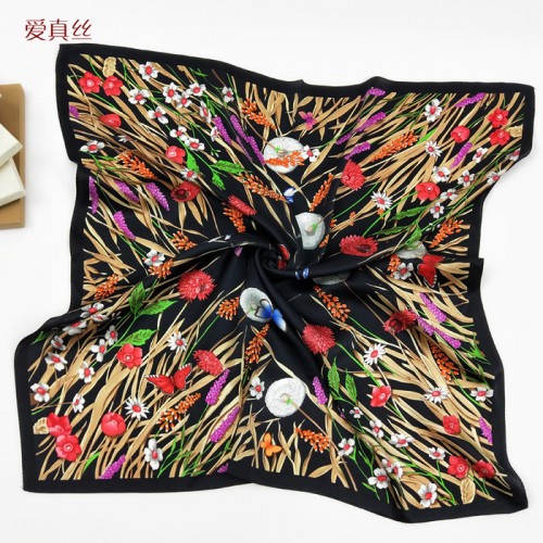 歐美真絲方巾女100桑蠶絲圍巾素縐緞披肩百搭新款廠家批發