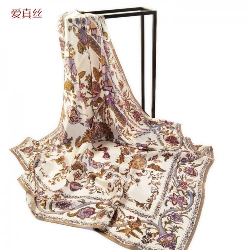 夏季防曬披肩真絲素縐緞大方巾圍巾披肩女士多功能桑蠶絲絲巾