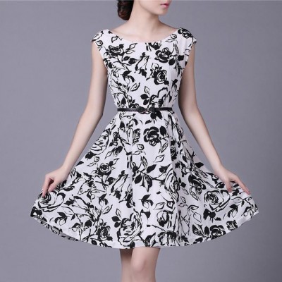 14夏裝新款超大裙擺連衣裙W07無袖背心裙真絲桑蠶絲女裙女裝歐美