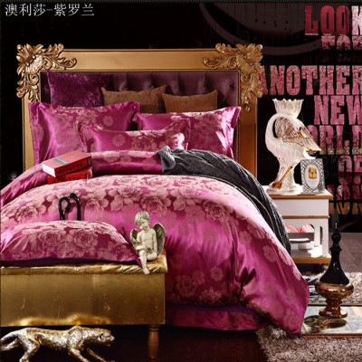 天竺蠶絲絨貢緞提花四件套 西班牙進口面料天鵝絨床上用品  智勝動力家紡