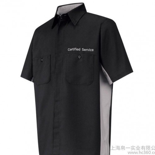 訂做短袖男士襯衫工作服面試職業裝搶批灰色大拼接襯衣定制