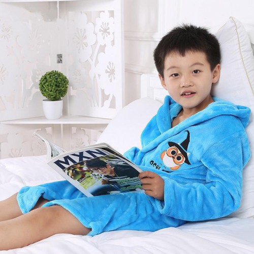 兒童睡袍珊瑚絨 小孩男女童加厚法蘭絨浴袍寶寶冬季睡衣