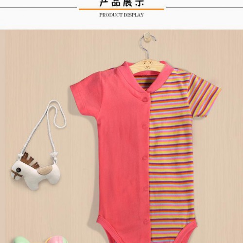 夏季新款寶寶連體衣新生嬰兒短袖爬服純棉睡衣寶寶連體哈衣