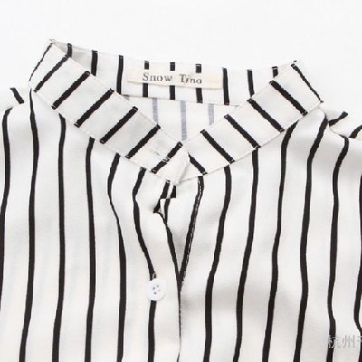 2013秋裝新款女裝歐美復古帥氣立領豎條紋收腰襯衫式連衣裙 黑色