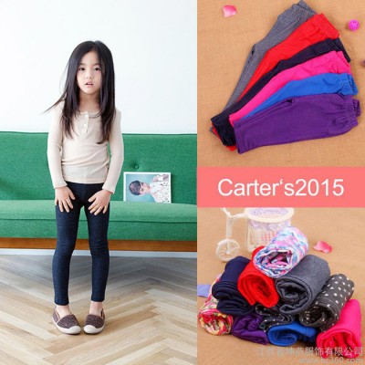 ** 2015年Carter‘s外貿原單品牌童裝童褲兒童春秋季針織家居長褲，9M-3歲女童彈力棉仿牛仔六色可選打底褲