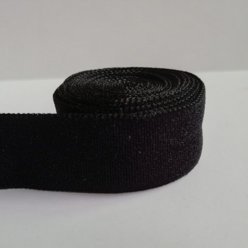 **黑色滌綸錦綸尼龍對折包邊松緊帶