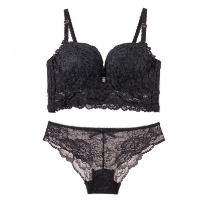 萌心怡文胸套裝 無鋼圈日系刺繡性感胸罩聚攏塑身蕾絲內(nèi)衣廠家批發(fā)