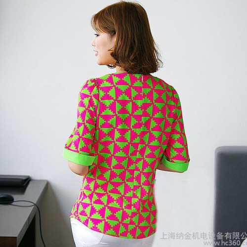 米勒娃七分袖襯衫雪紡衫 格子襯衫女 韓版雪紡衫短袖修身廠家批發