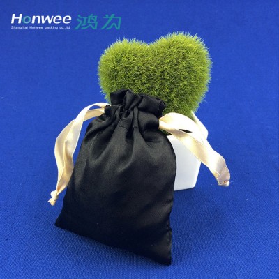 環保色丁袋化妝袋定做黑色禮品束口拉繩小布袋直銷定制