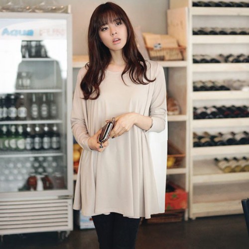 2016韓版早春新品文藝范甜美大碼淑女裝 后背拼色雪紡設計 休閑上衣t恤