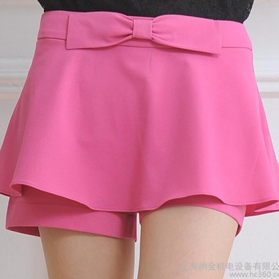 新款蝴蝶結短褲糖果色不規則短裙短褲防走光裙褲 雪紡短褲短褲