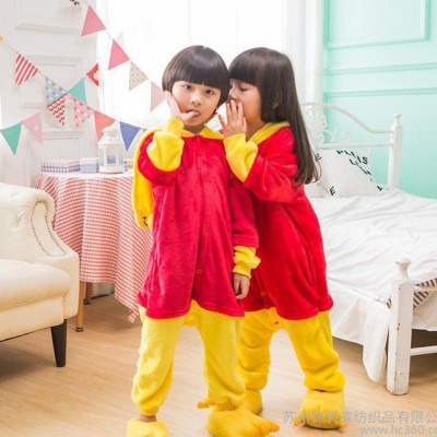 法蘭絨加厚維尼熊卡通動物連體睡衣如廁兒童親子家居睡服一件代發(fā)