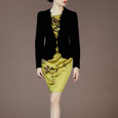 14塵顏同款女裝小西裝波浪邊金絲絨面料歐美秋季大碼女外套XL