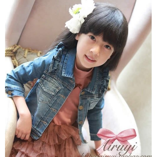 供應(yīng)星茹童裝星茹童裝童裝批發(fā)童裝春秋款韓版女童牛仔外套廠家批發(fā) 兒童開衫蕾絲花邊