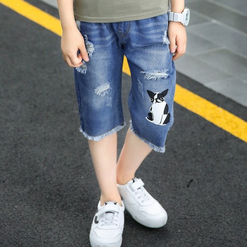 2019男童牛仔褲夏薄款中大童牛仔五分褲中褲男童褲子新款廠家批發