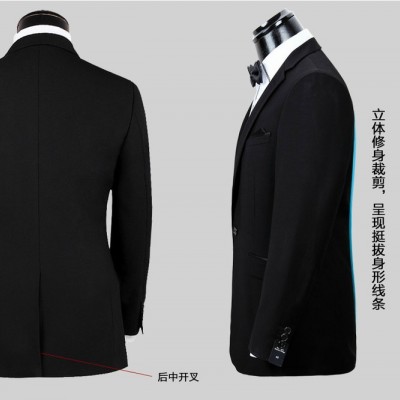 男士15%羊毛西裝 韓版商務修身防皺男西裝 套裝