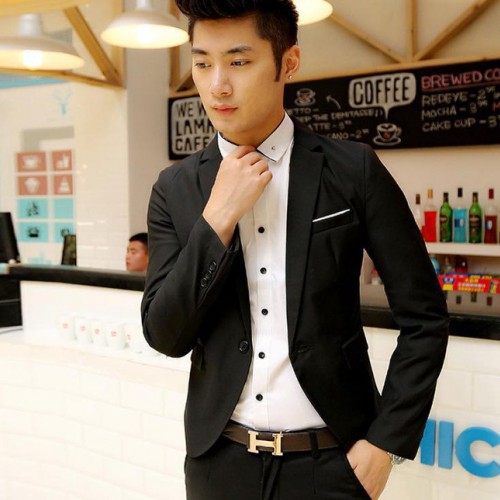 2015春裝新款休閑西裝男 男式西裝男士西服品牌男裝修身