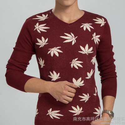 2014年秋冬新款男裝男式毛衣 男士提花針織衫男 圓領套頭衫
