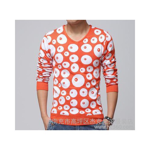 新款男裝男式毛衣 男士提花針織衫男 圓領套頭衫英