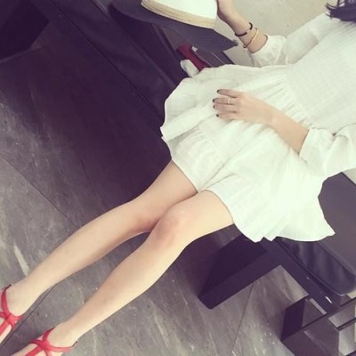 微信代理自留款 暗格提花白色OP 娃娃裙連衣裙女裝代理加盟代