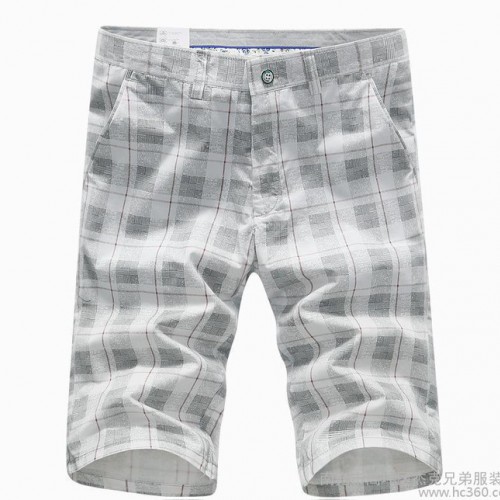 外貿潮流時尚大碼格子潮流短褲 中褲 男褲子 男五分褲