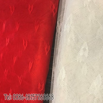 **湖州雙鹿針紡 WZB45 愛心 網眼布滌綸網紗提花蚊帳布