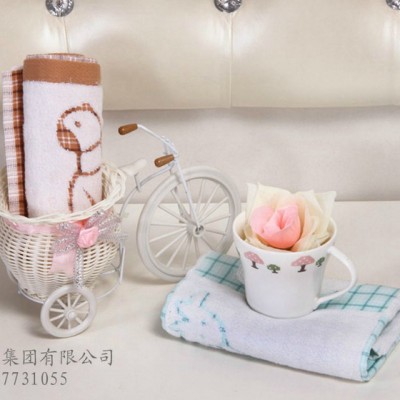 供應【玉沙集團**純棉毛巾D-001提花小熊割絨無捻紗面巾34*75
