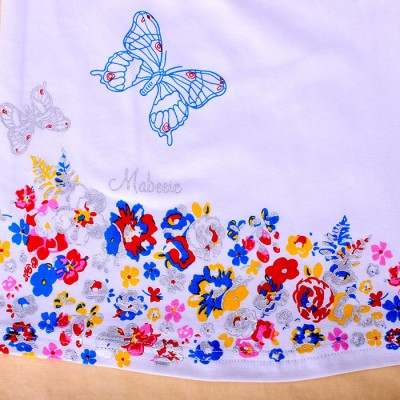 童裝女童套裝2017夏季時(shí)尚精美印繡花T恤蕾絲七分褲子兩件套米希奇爾HZMH1703