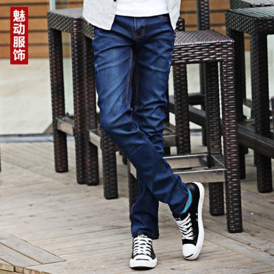 2015春秋新款牛仔褲男小腳修身型直筒韓版青年男生nzk牛仔長褲子