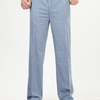 男士松緊腰 休閑褲 高腰大碼直筒松緊腰 純棉褲加肥長褲子 工裝褲