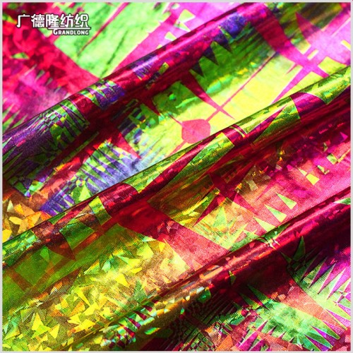 春夏廣德隆紡織抽象彩色花朵燙金變色面料舞臺(tái)服上衣半裙褲子頭飾 春夏季