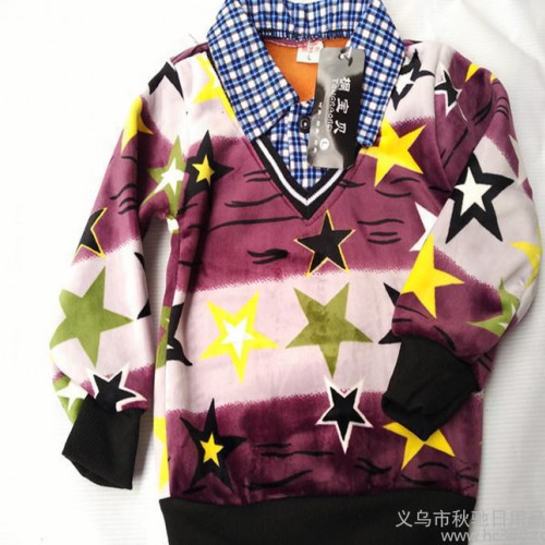 2016跑江湖地攤熱賣 韓版童裝假兩件襯衣 加厚加絨兒童保暖