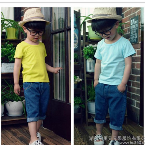 夏純色T恤100棉童裝小孩短袖t恤寶寶 夏上衣生產男童寶寶2