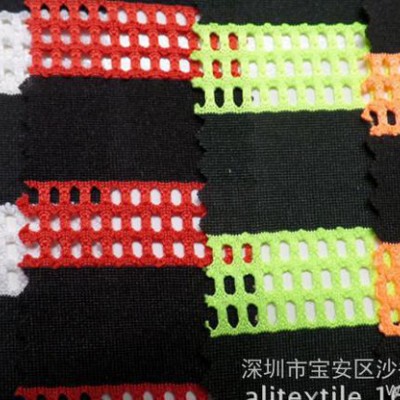 深圳市寶安區沙井紡織 針織布/條紋提花網眼女裝面料