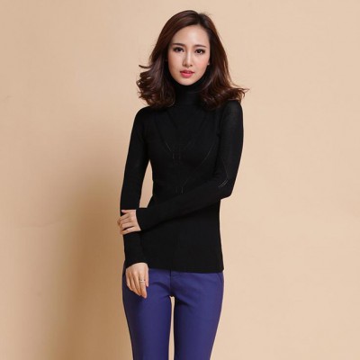 2014秋冬新款百搭打底衫長(zhǎng)袖高領(lǐng)提花 套頭中長(zhǎng)款時(shí)尚打底衫5193